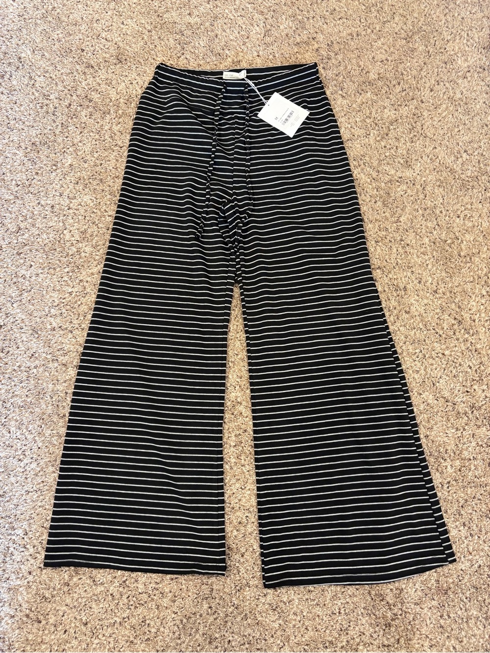 Oak and Fort- Black & White Striped Wide Leg Pants